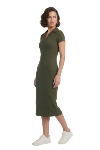 Vestido Midi Verde Oliva