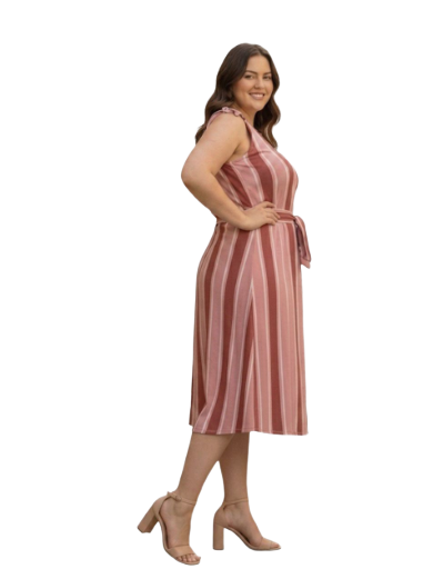 Vestido Midi Listrado