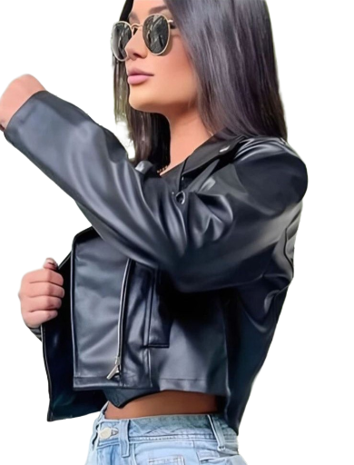 Jaqueta Biker Feminina de Couro Eco