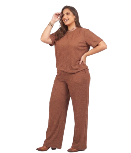 Conjunto Feminino Malha Marrom