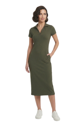 Vestido Midi Verde Oliva