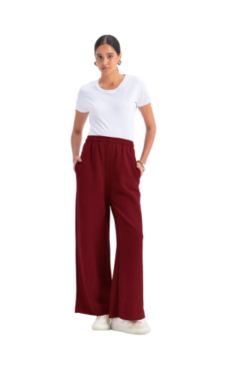 Calça Wide Leg Bordô