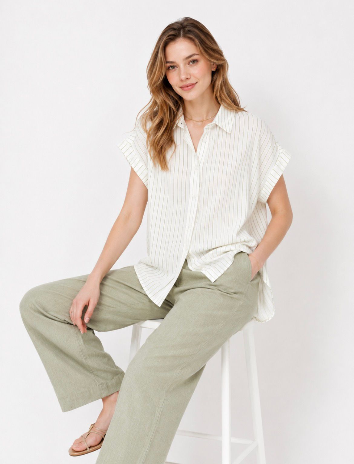 Camisa Listrada Feminina