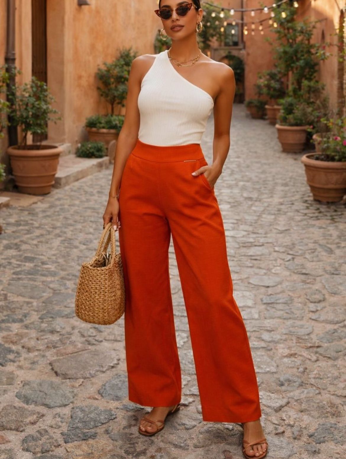 Calça Pantalona Laranja