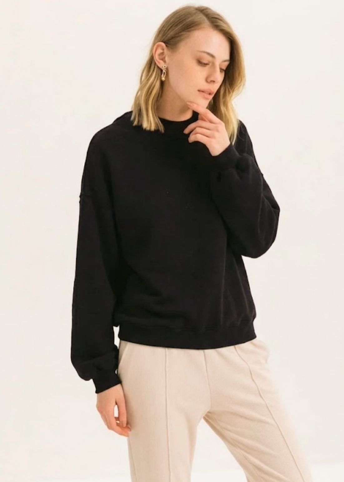 Blusa Feminino de Moletom Preta