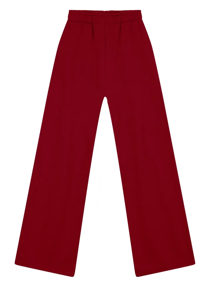 Calça Wide Leg Bordô