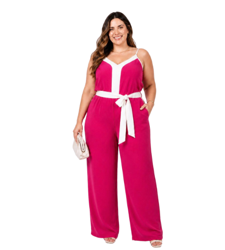 Macacão Plus Size Rosa