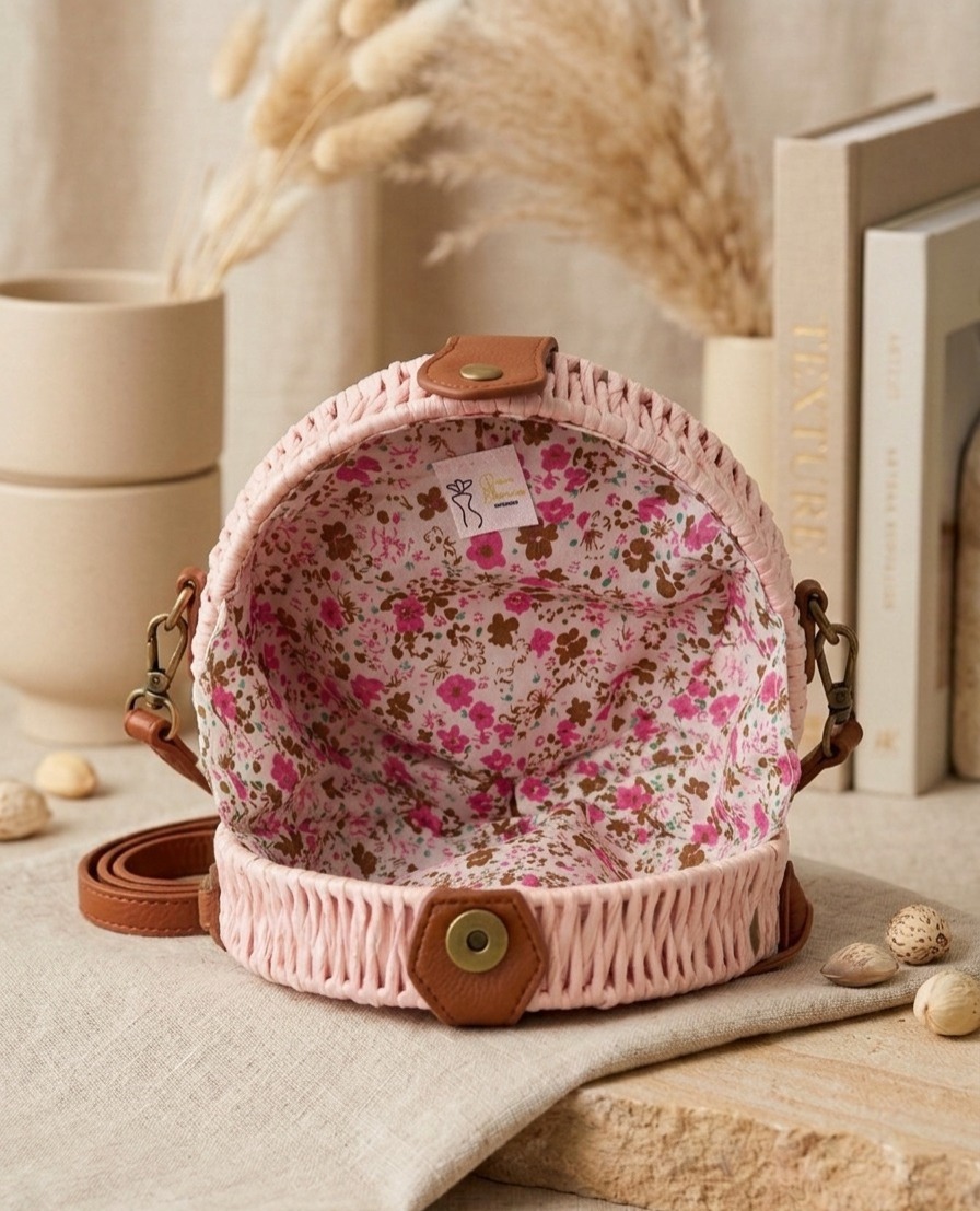 Bolsa de Palha Rosa