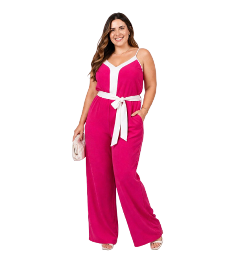 Macacão Plus Size Rosa
