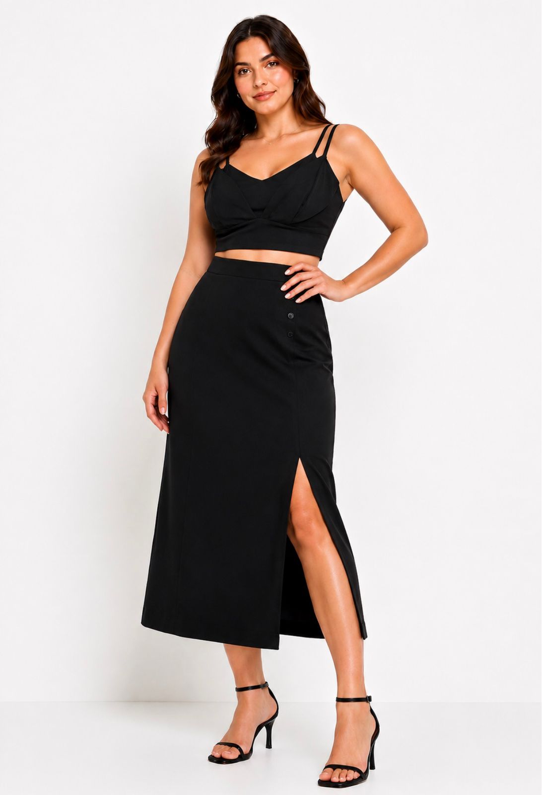 Conjunto Cropped e Saia 