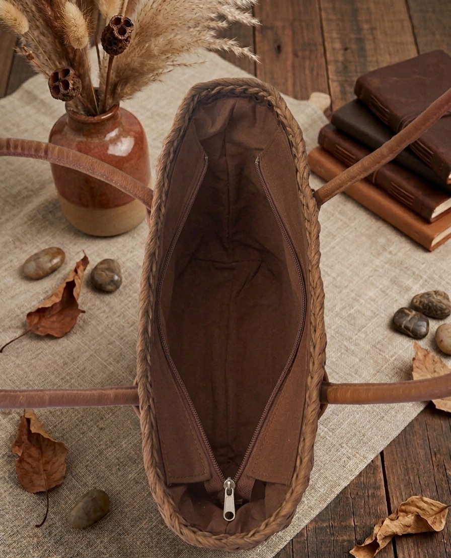 Bolsa Trançada em Palha