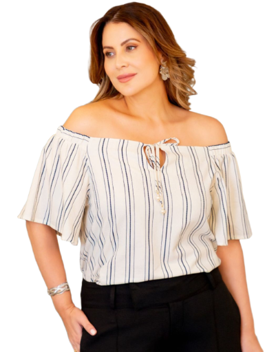 Blusa Ombro a Ombro Listrada