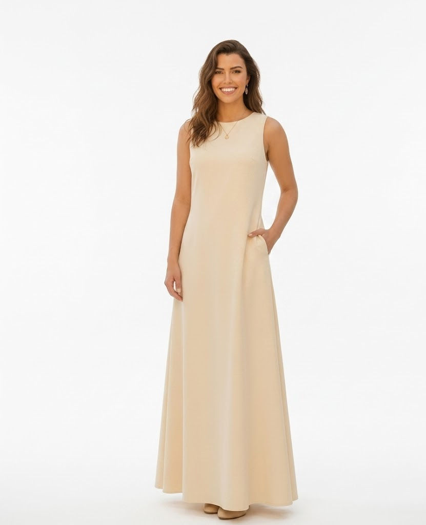 Vestido Longo Bege
