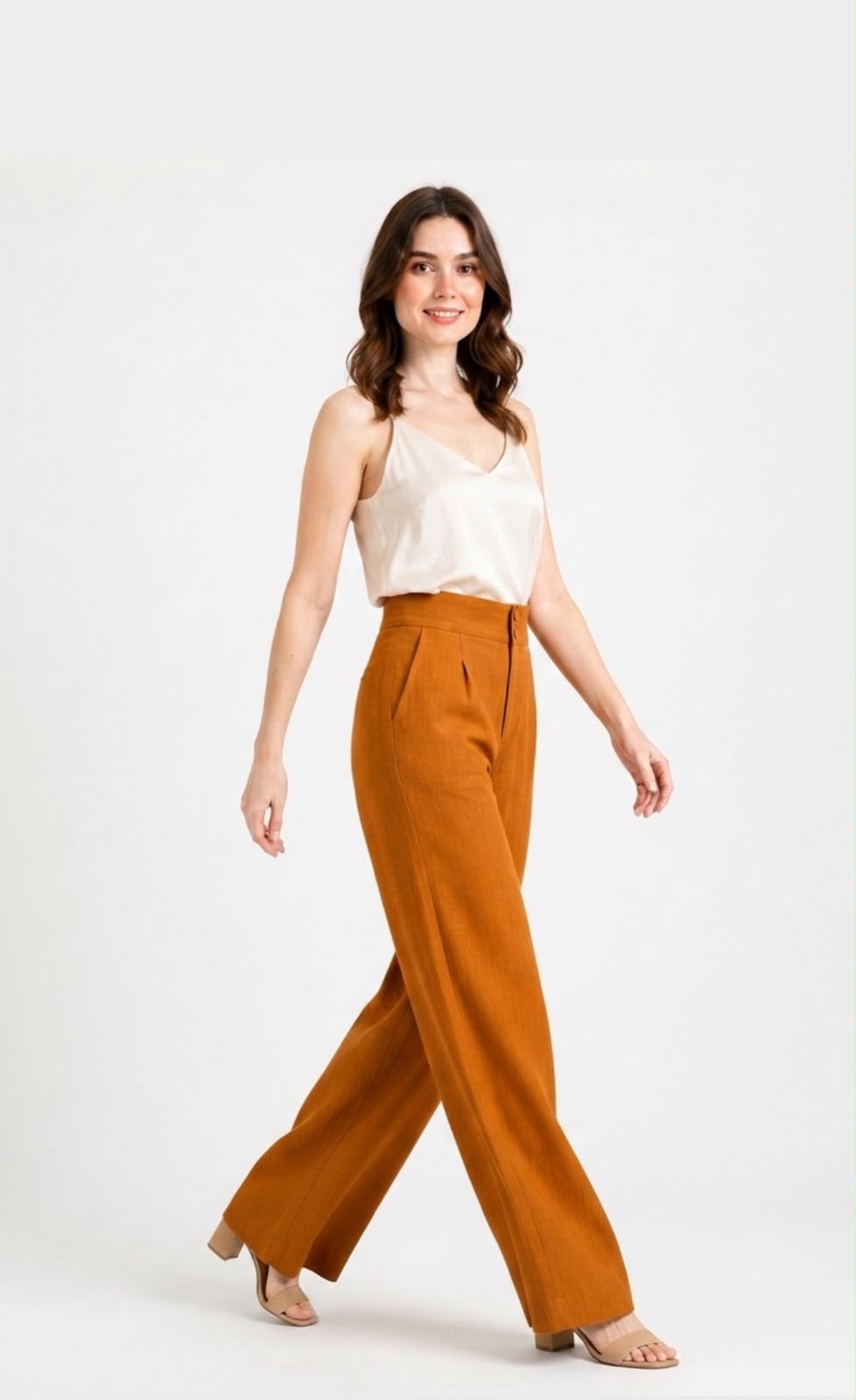 Calça Pantalona caramelo