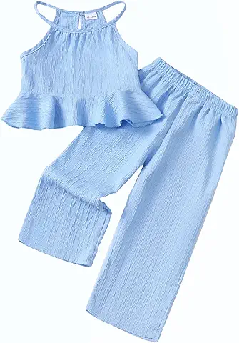 Girls' Light Blue Sleeveless Pant Set