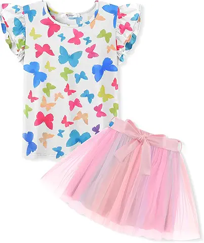 Girls' Butterfly Top & Tulle Skirt Set