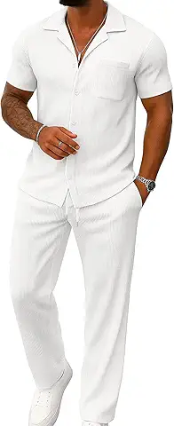 Men's White Short Sleeve Set