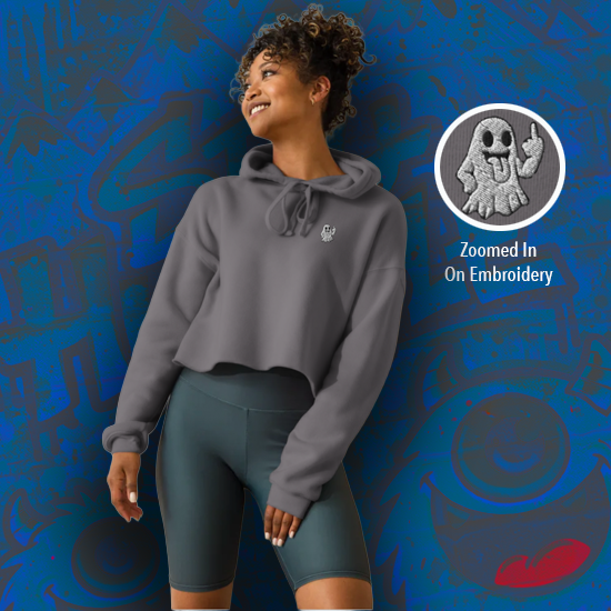 FU Ghost Sassy Crop Hoodie