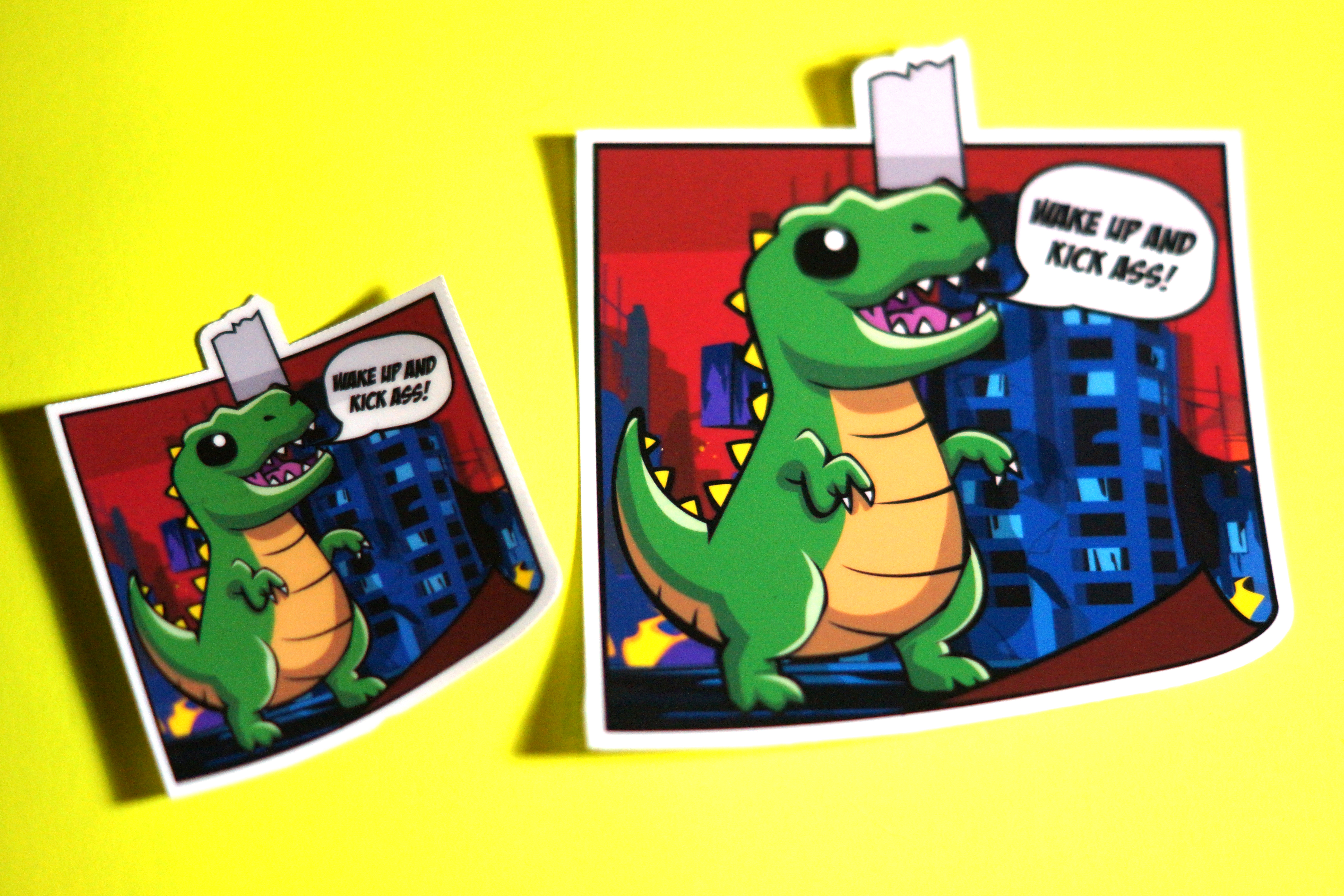 Affirmation Notes From The Darker Side Sticker, Wake Up & Kick Ass T-Rex
