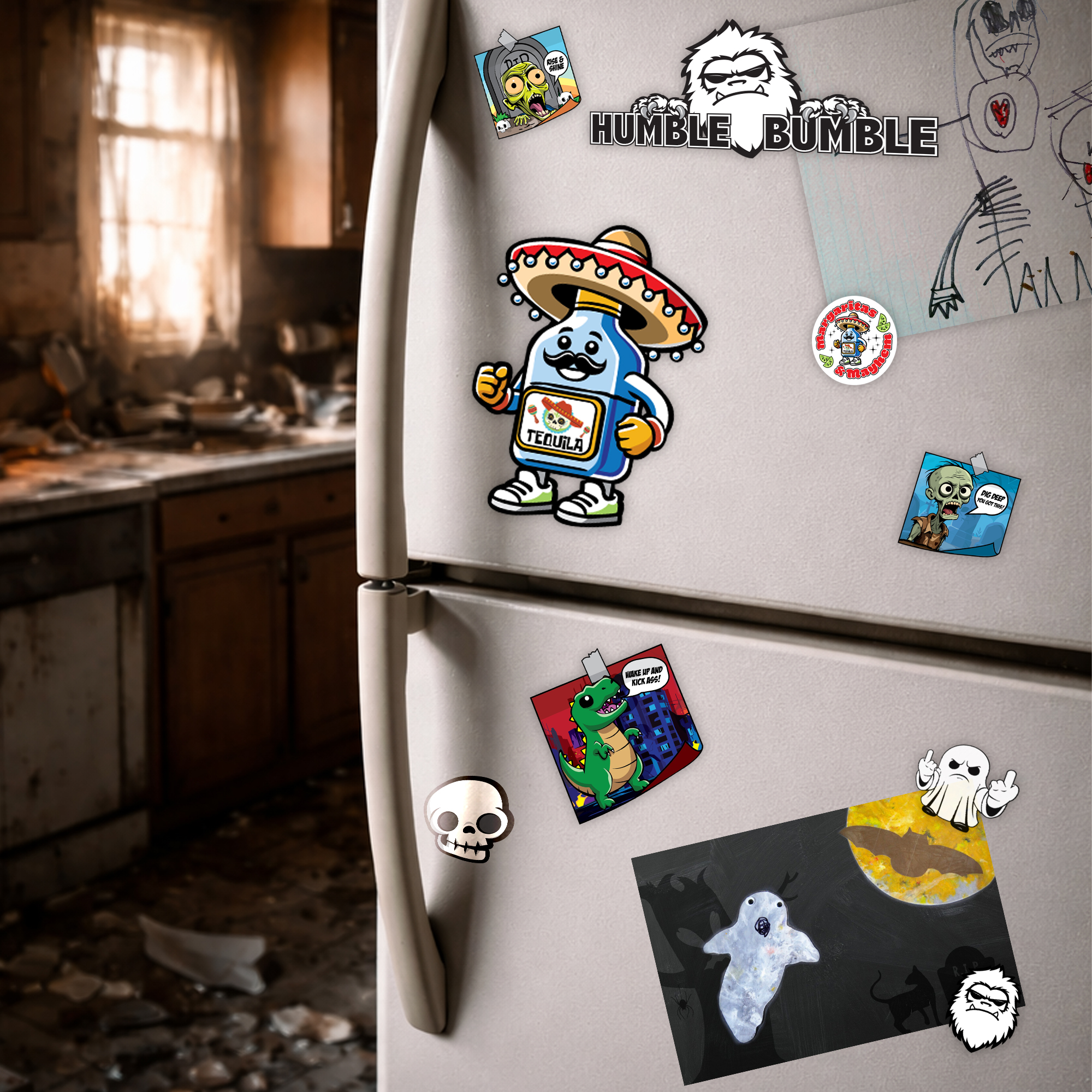 Mustache Tequila Bottle Magnet - Funny Bar Decor