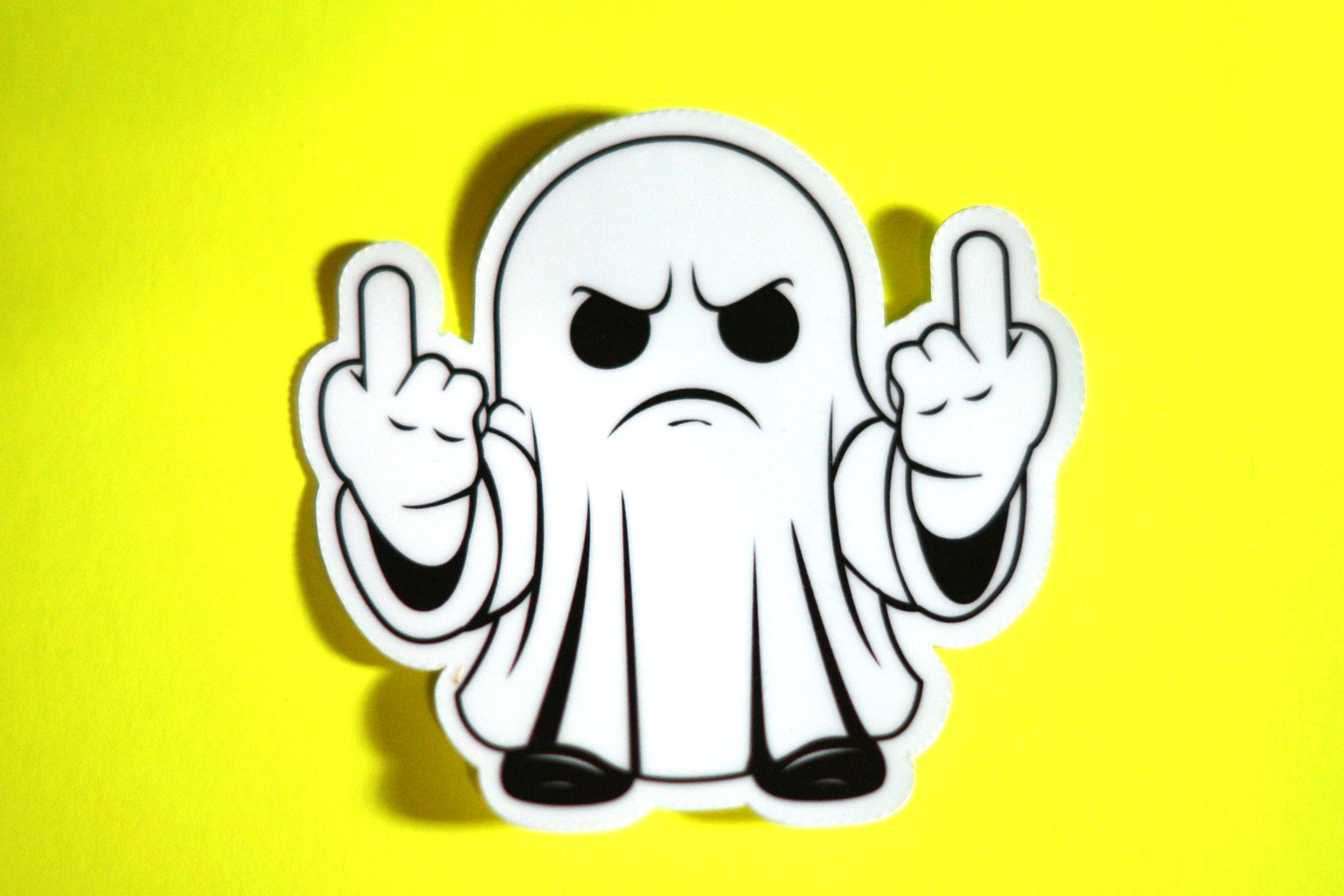 Ghost Sticker with the Double Middle Finger