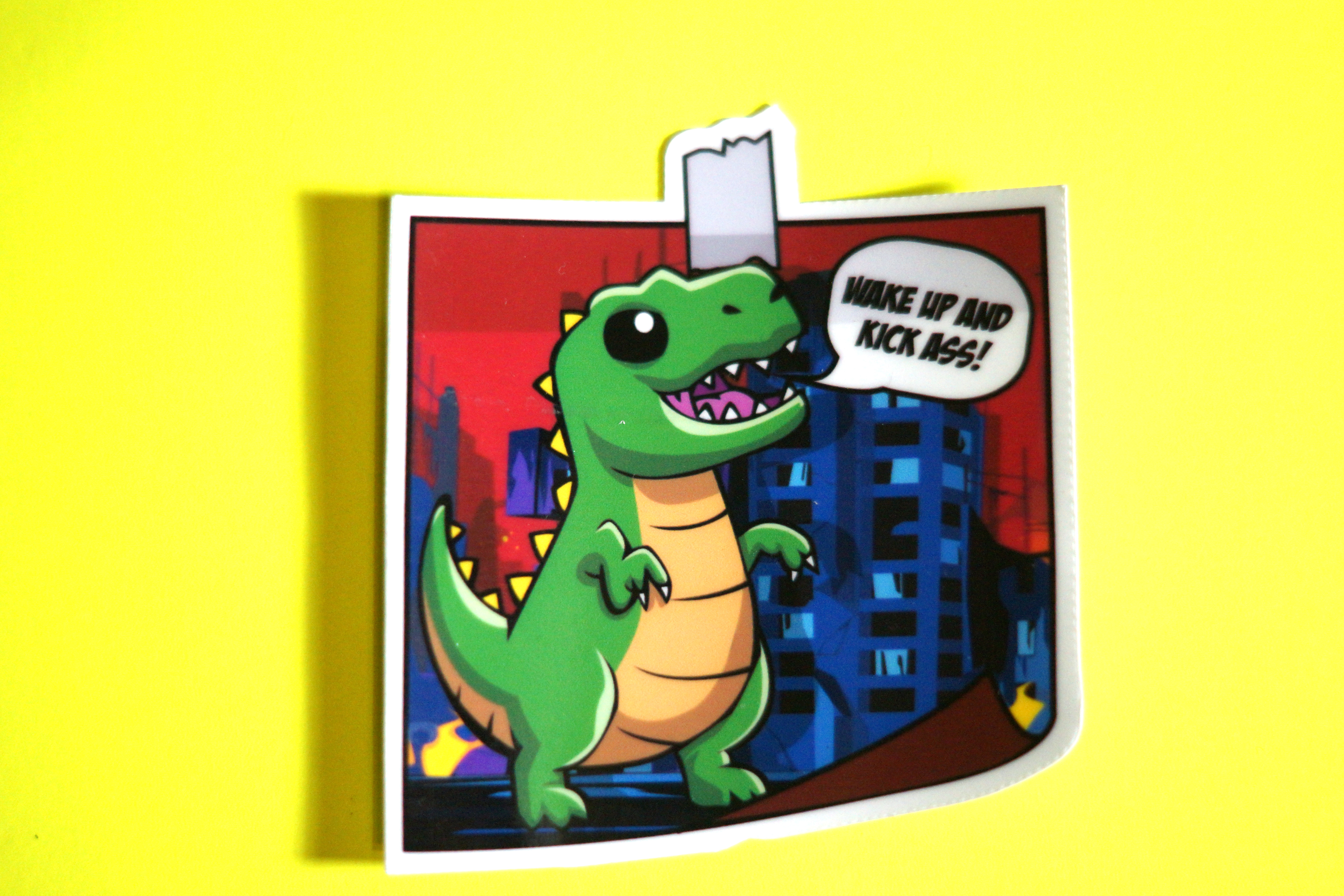 Affirmation Notes From The Darker Side Sticker, Wake Up & Kick Ass T-Rex