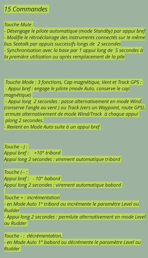 Télécommande Seatalk sans fil de portée maximale 50 mètres pour pilote Autohelm et Raymarine