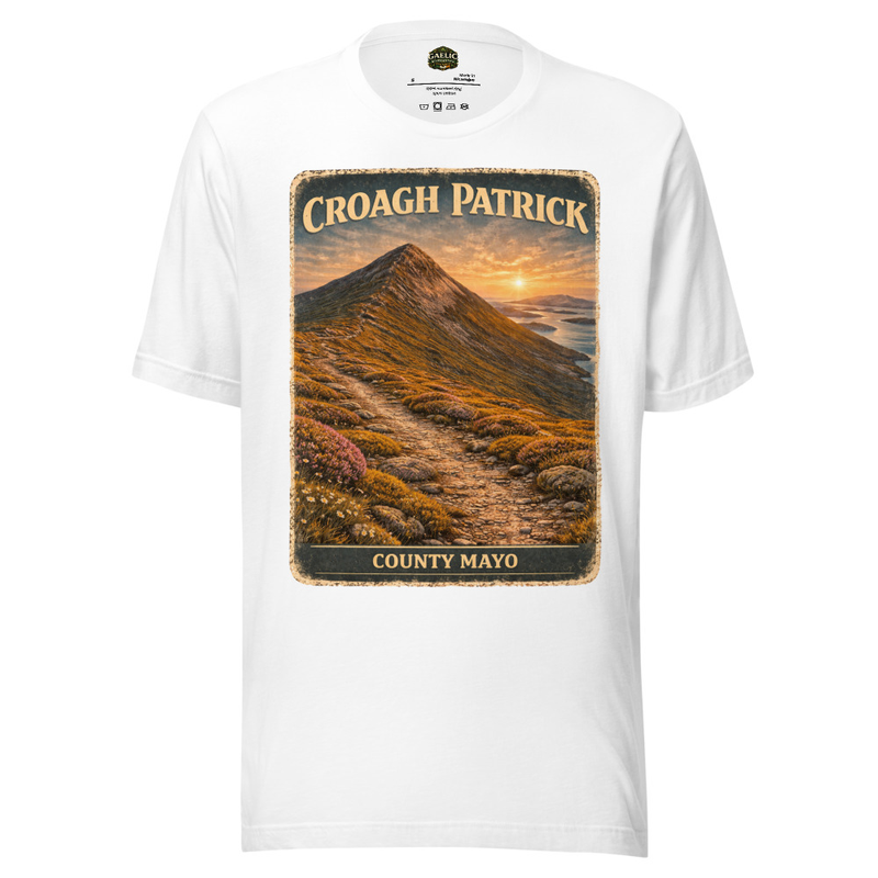 Croagh Patrick T-Shirt County Mayo Ireland Vintage Travel Poster Tee