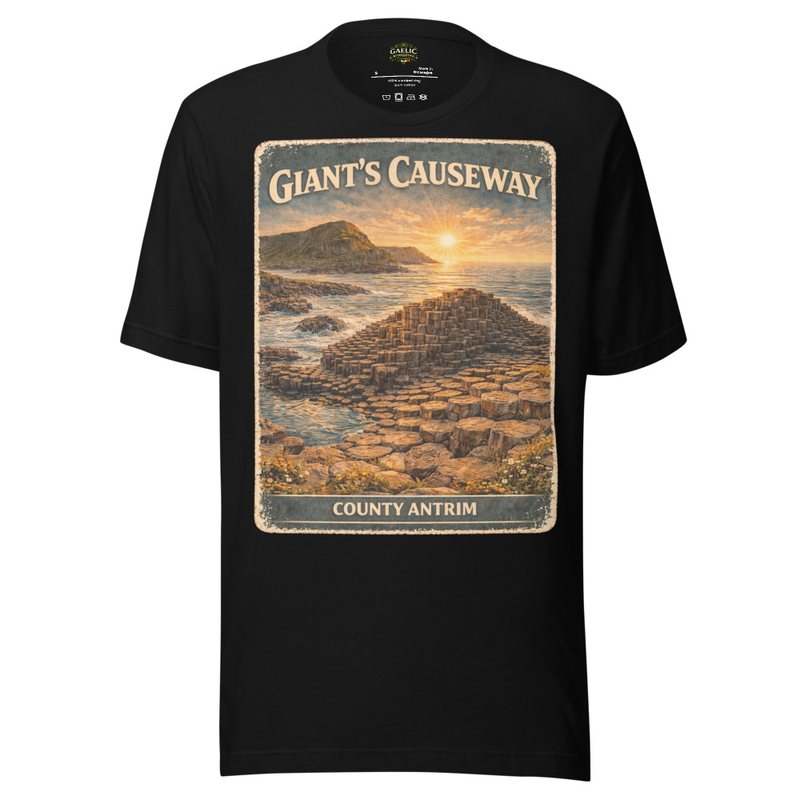 Giants Causeway T-Shirt County Antrim Ireland Vintage Travel Poster Tee