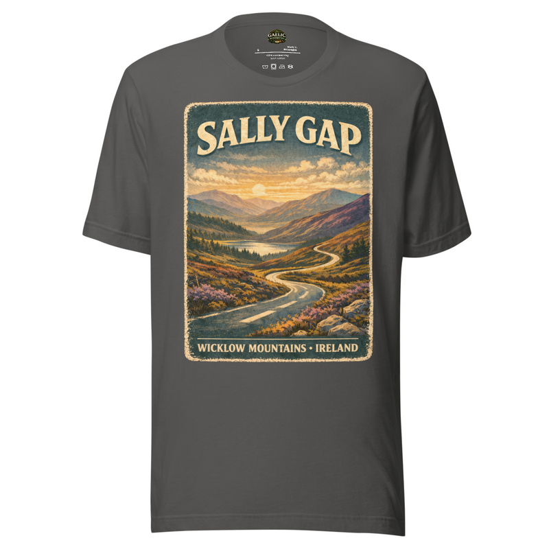 Sally Gap T-Shirt County Wicklow Ireland Vintage Travel Poster Tee