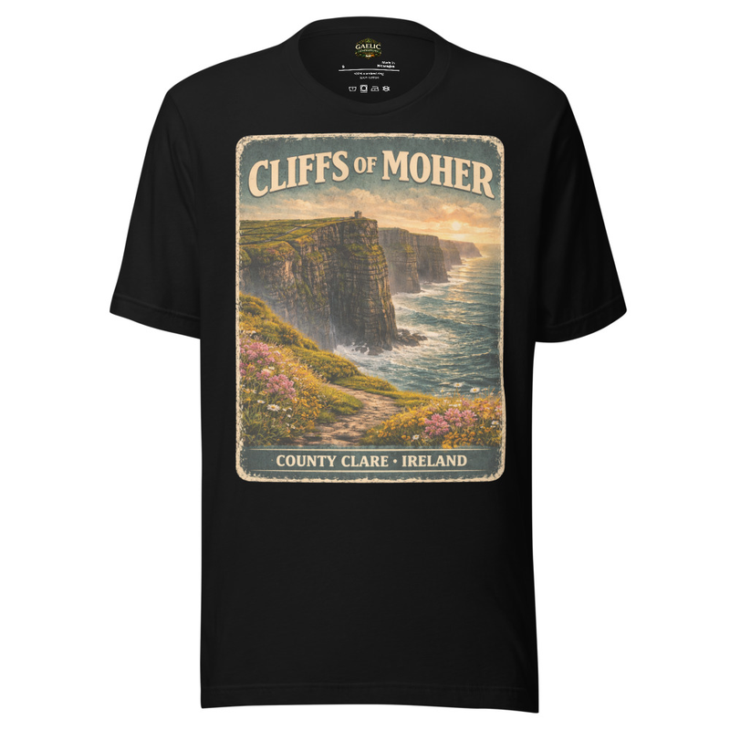 Cliffs of Moher T-Shirt Ireland | Vintage Travel Poster Tee