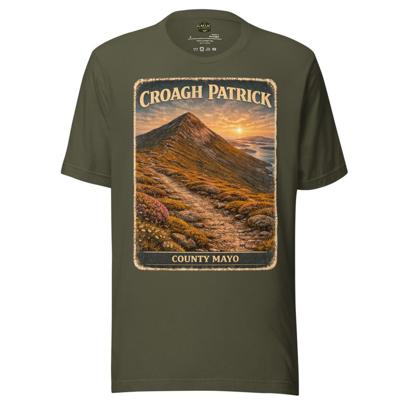 Croagh Patrick T-Shirt County Mayo Ireland Vintage Travel Poster Tee