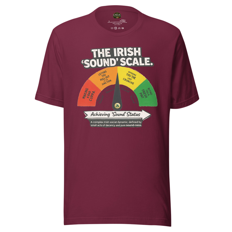 Irish ‘Sound’ Scale T-Shirt – Funny Irish Culture & Pub Humour Graphic Tee