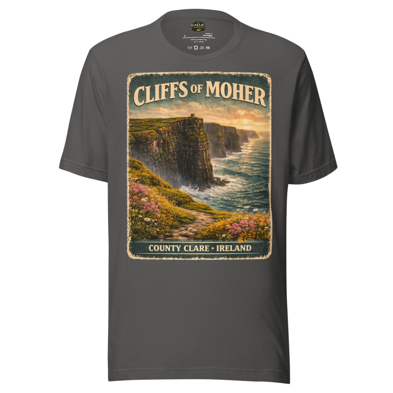 Cliffs of Moher T-Shirt Ireland | Vintage Travel Poster Tee