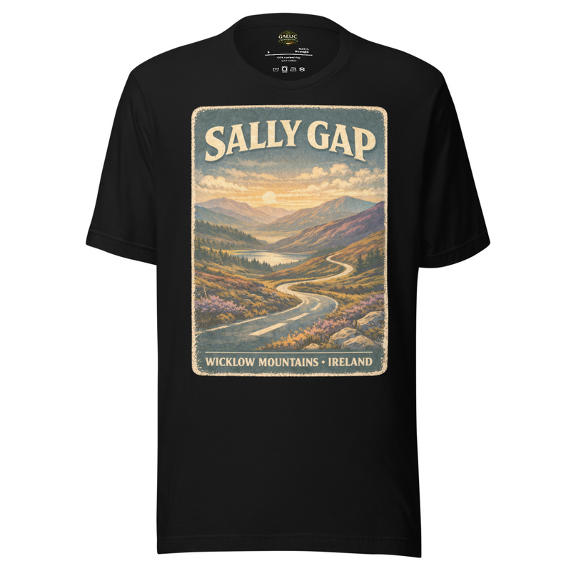 Sally Gap T-Shirt County Wicklow Ireland Vintage Travel Poster Tee