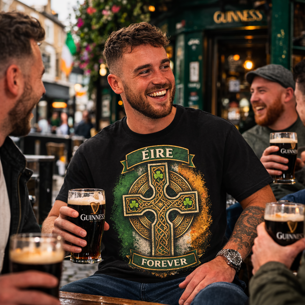 Éire Forever Celtic Cross Tee - Irish Heritage Printed T-shirt