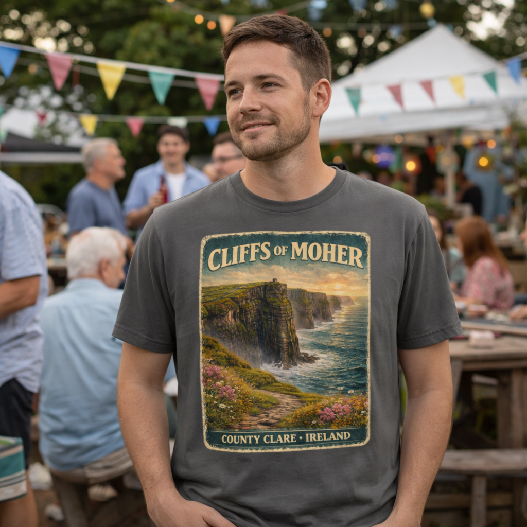 Cliffs of Moher T-Shirt Ireland | Vintage Travel Poster Tee