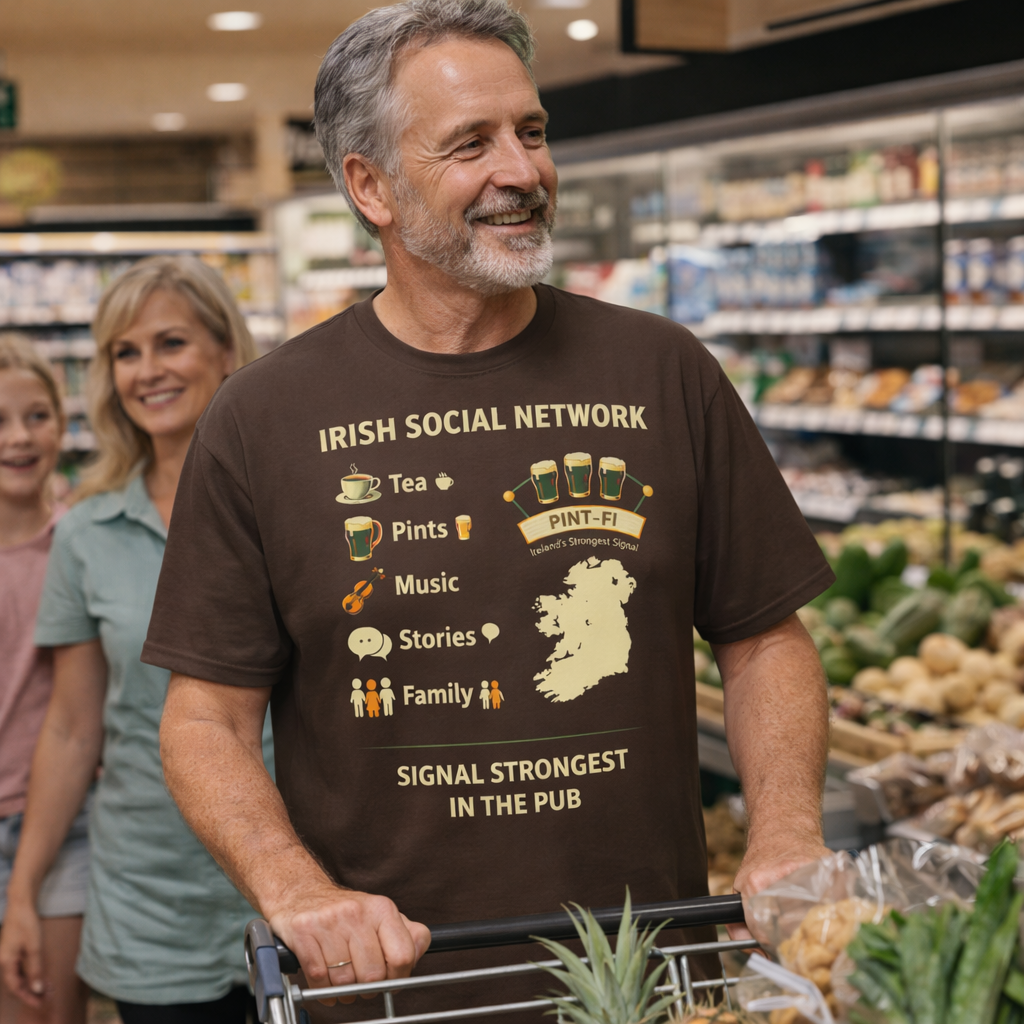 Irish Social Network T-Shirt – Pint-Fi Pub Humour Tee
