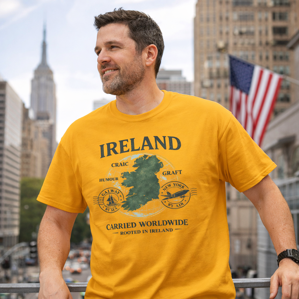 Ireland Carried Worldwide T-Shirt – Irish Diaspora Travel Tee