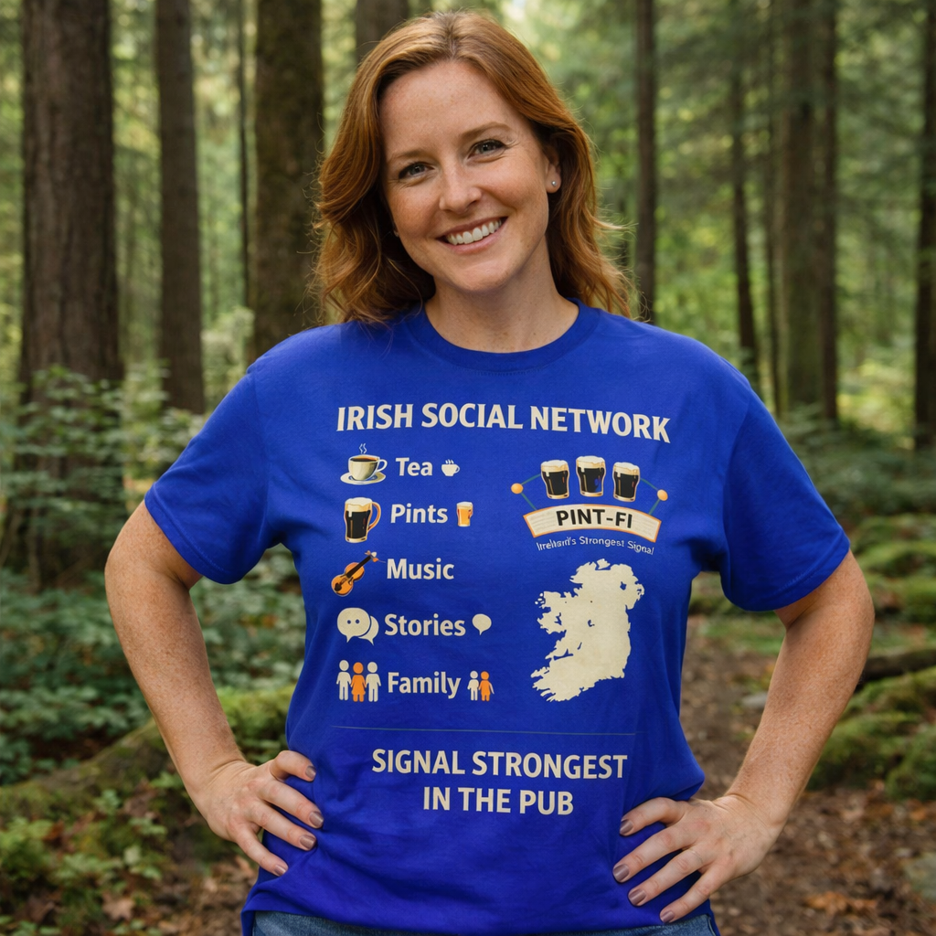 Irish Social Network T-Shirt – Pint-Fi Pub Humour Tee