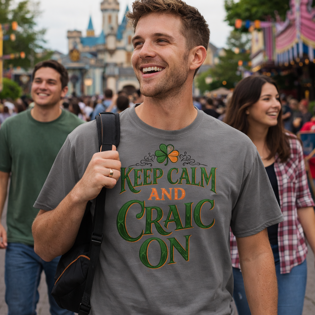 Keep Calm and Craic On Funny Irish Saying T-Shirt