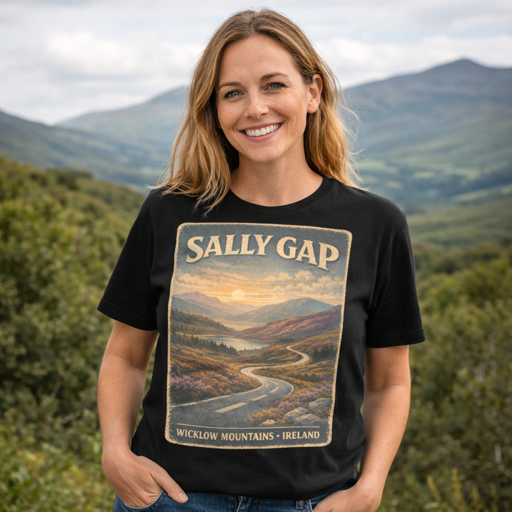 Sally Gap T-Shirt County Wicklow Ireland Vintage Travel Poster Tee