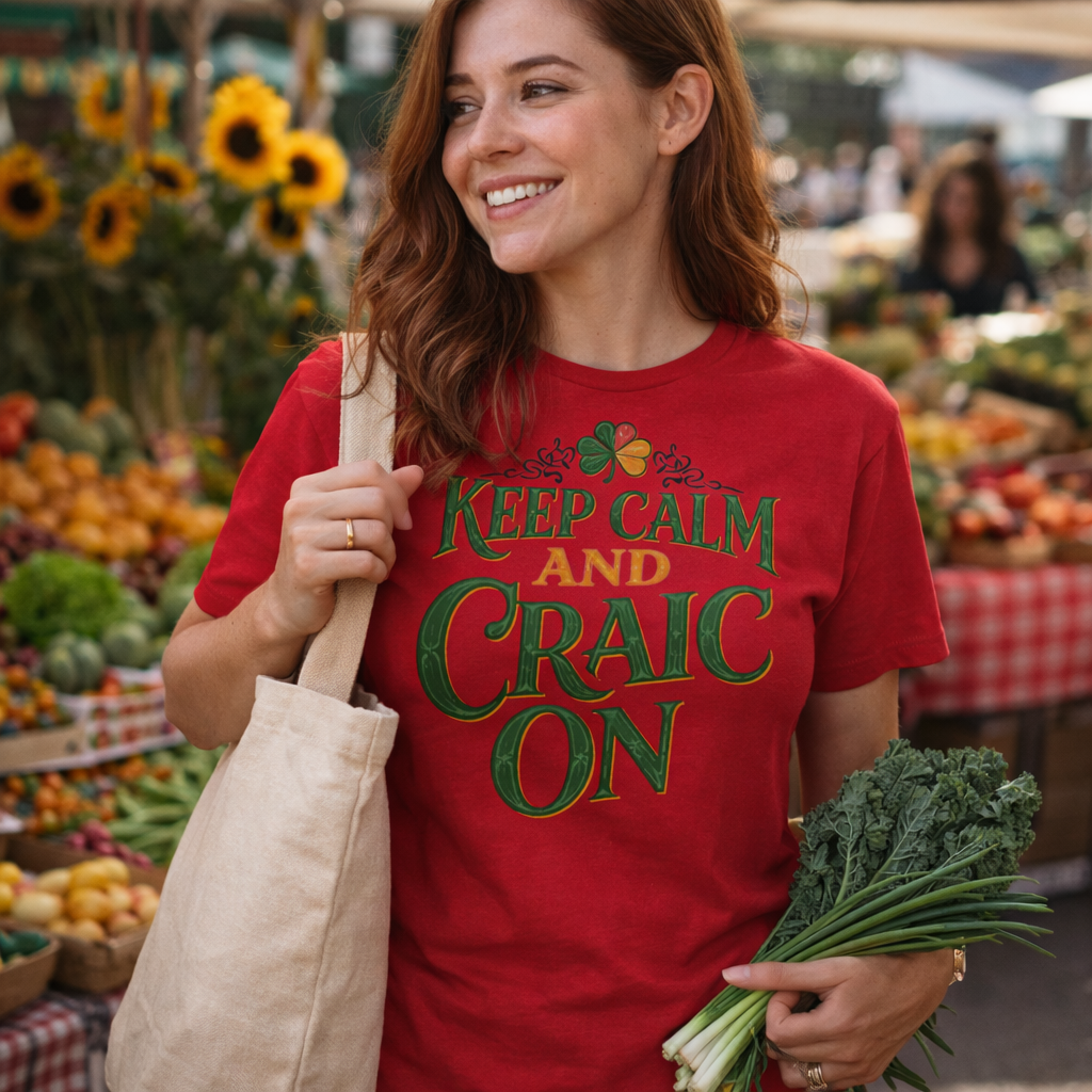 Keep Calm and Craic On Funny Irish Saying T-Shirt