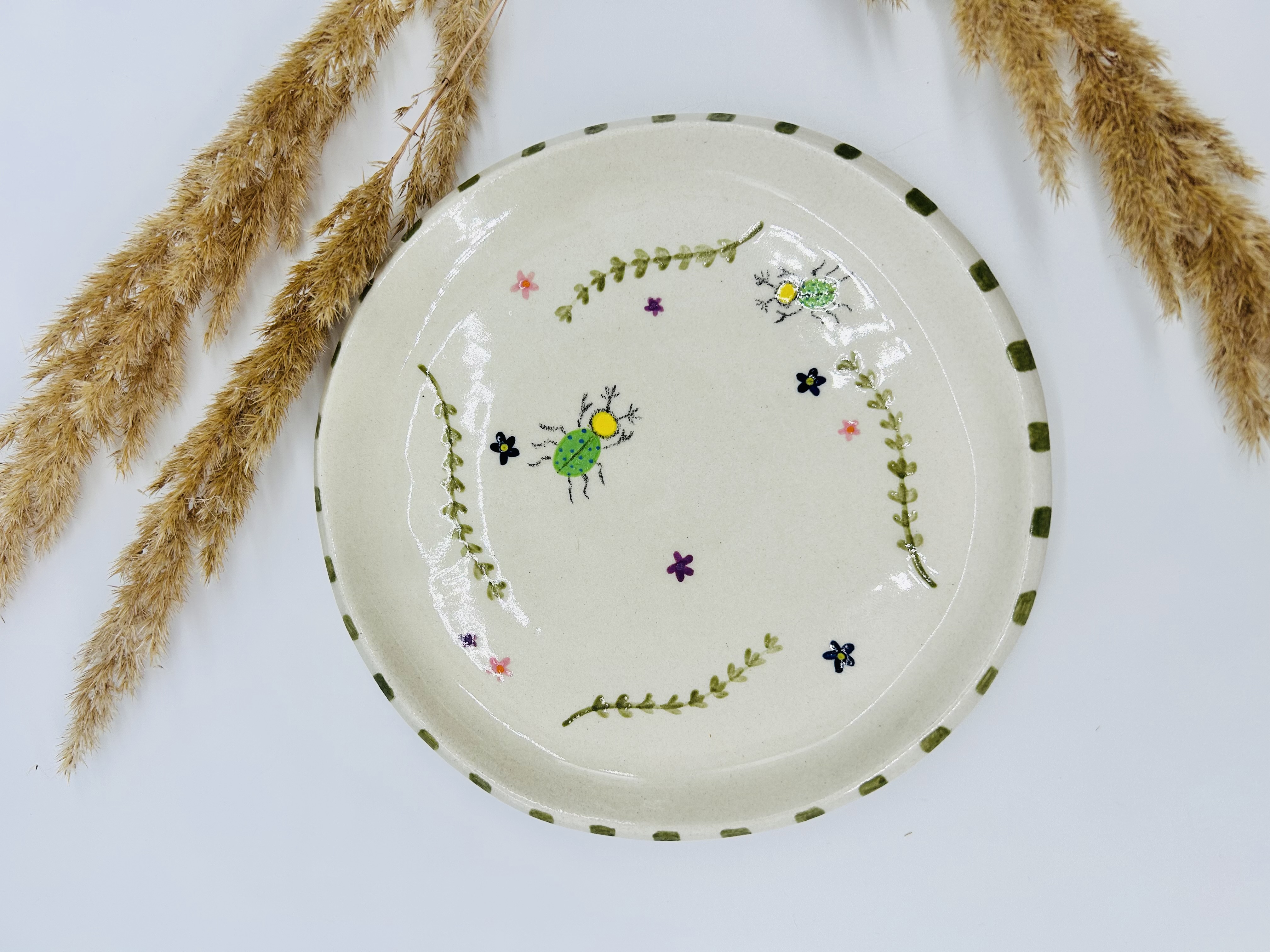 Lėkštė Du žali vabaliukai