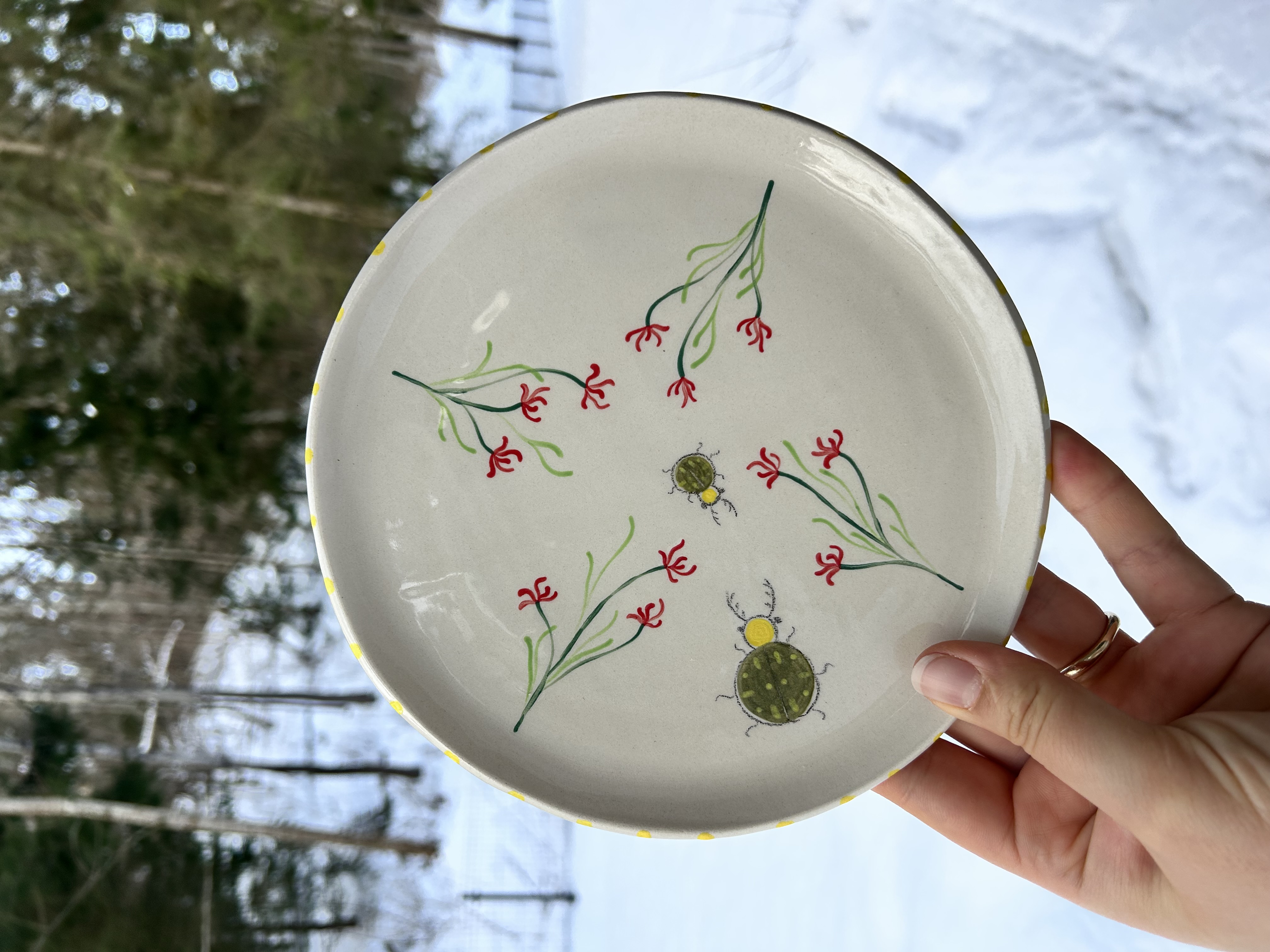 Lėkštė Du žali vabaliukai