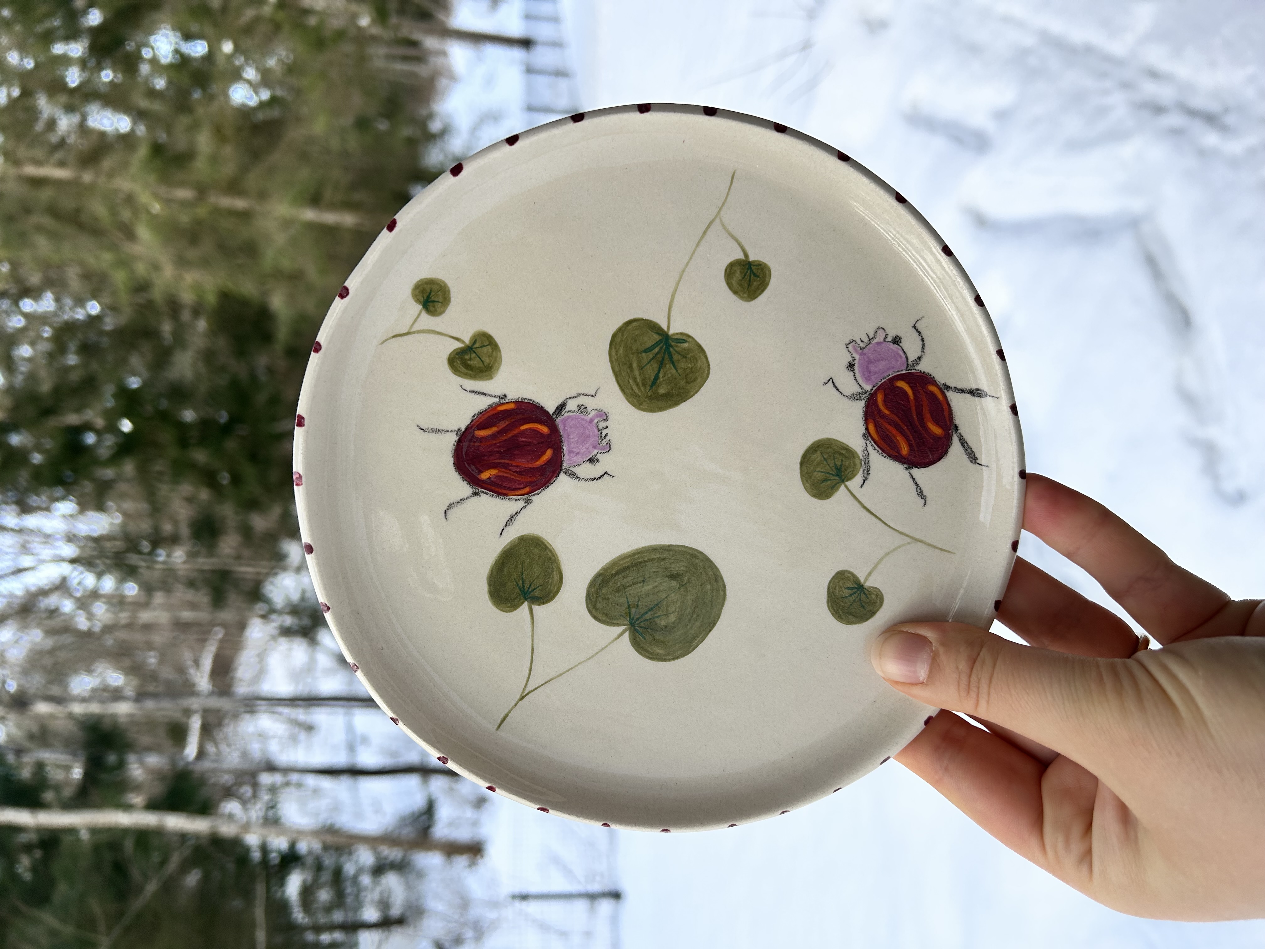 Lėkštė Du violetiniai vabalai