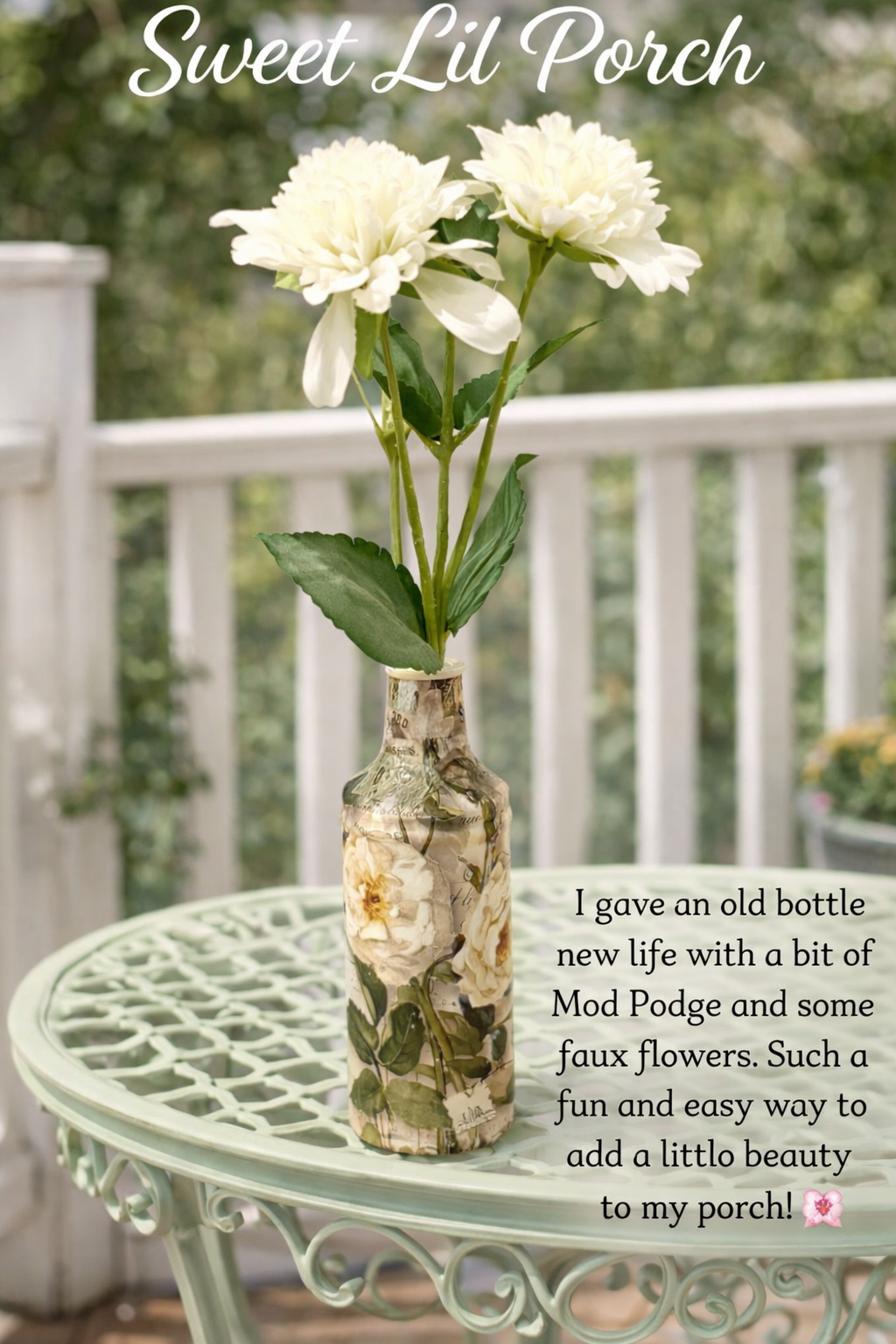 Decorative Mod Podge Floral Bottle