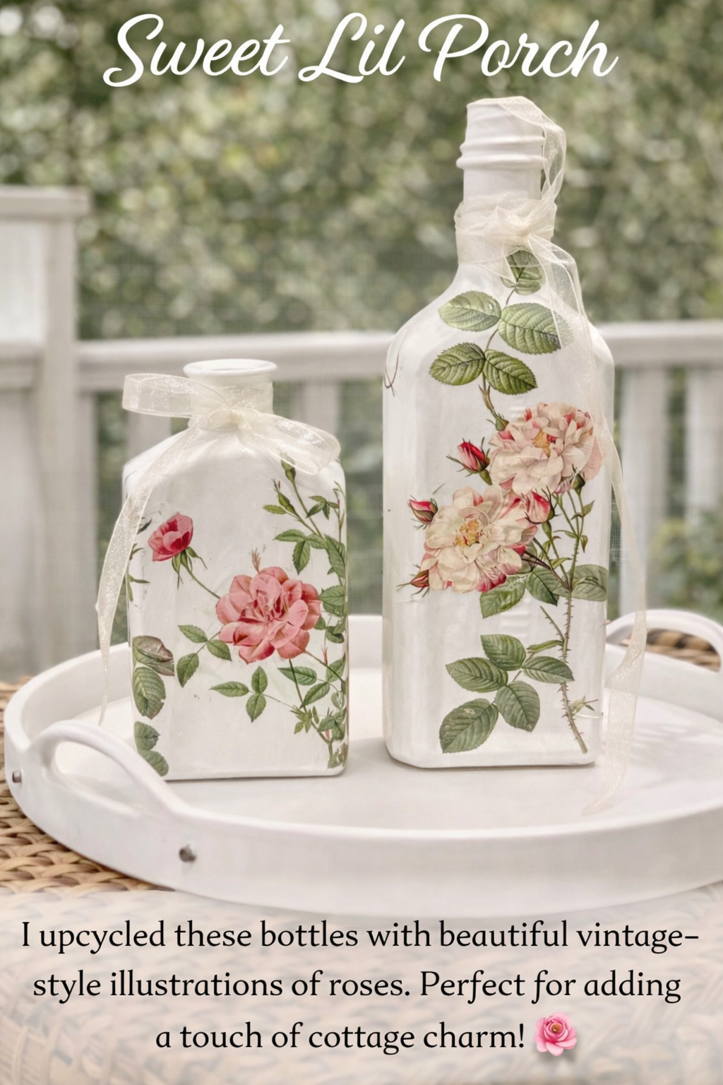 Upcycled Rose Decorative Bottles