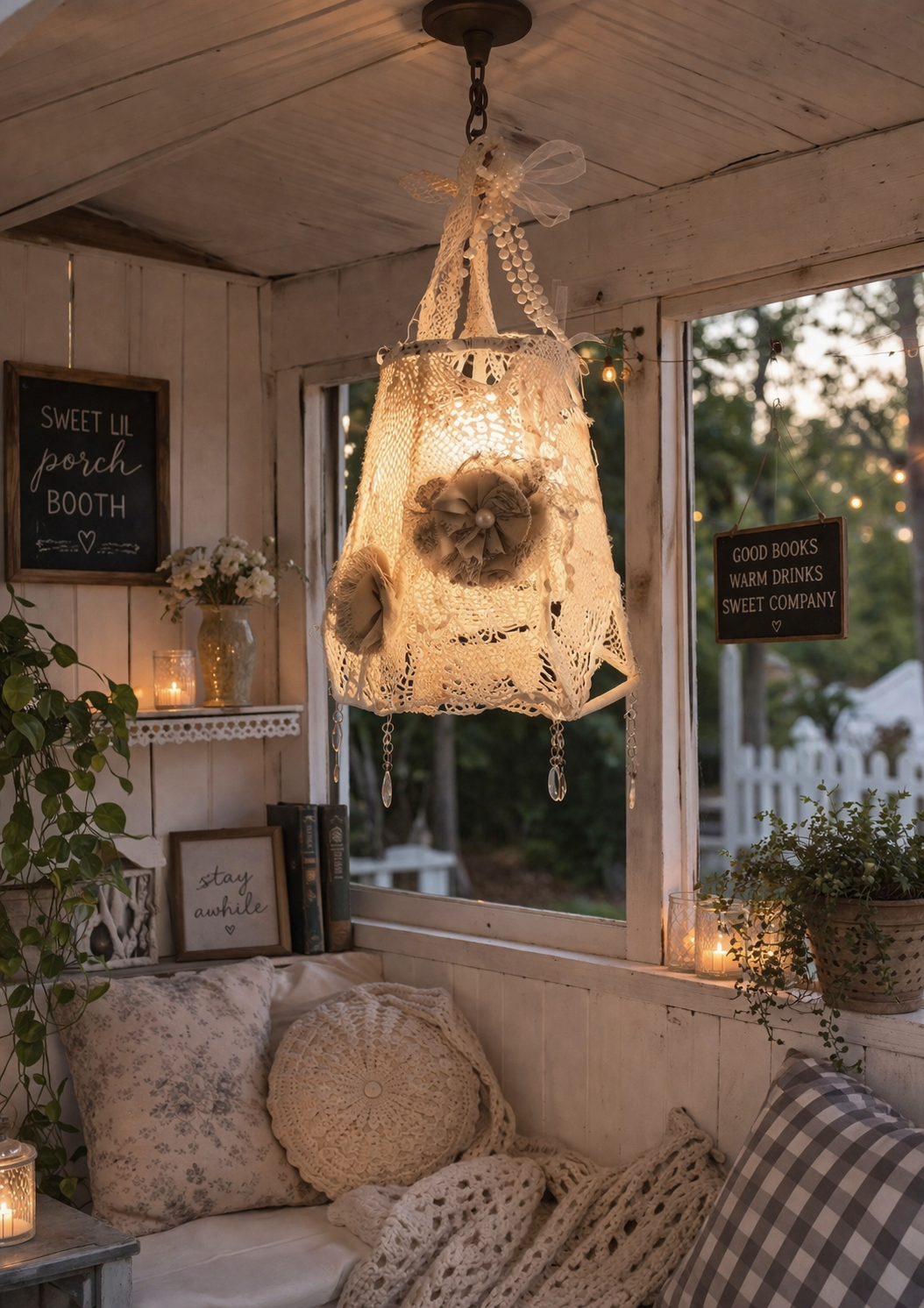 Boho Crochet Pendant Lamp