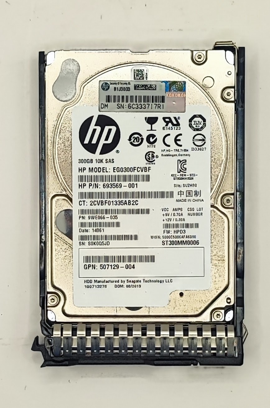 Disco HDD HPE 300GB SAS 6Gbps 10K SFF - PN: 653955-001